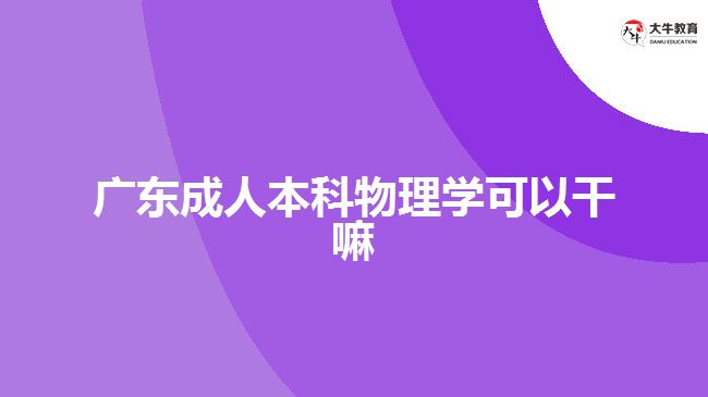 广东成人本科物理学可以干嘛